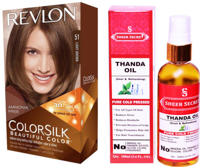 

Revlon LIGHT BROWN 51 with SHEER SECRET COLD PRESSED THANDA OIL 100ML(Set of 2)