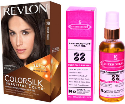 

Revlon BROWN BLACK 20 with SHEER SECRET COLD PRESSED ANTI DANDRUFF OIL 100ML(Set of 2)