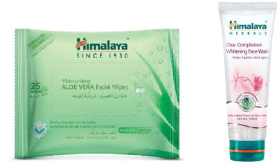 

Himalaya Aloe Vera Facial Wipes, Clear Complexion Whitening Face Wash(Set of 2)