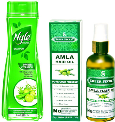 

NYLE 400 ML DRYNESS HYDRATION SHAMPOO with SHEER SECRET COLD PRESSED AMLA HAIR OIL 100ML(Set of 2)