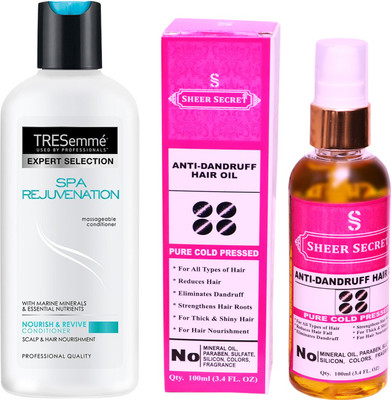 

TRESemme 190 ML SPA REJUVENATION CONDITIONER with SHEER SECRET COLD PRESSED ANTI DANDRUFF OIL 100ML(Set of 2)