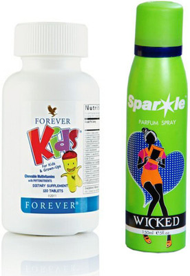 

Forever Kids Chewable Multivitamins 120 tablets (354) With one sparkle perfume spray 150 ml(Set of 2)