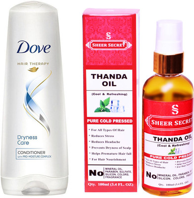 

Dove 180 ML DRYNESS CARE CONDITIONER with SHEER SECRET COLD PRESSED THANDA OIL 100ML(Set of 2)