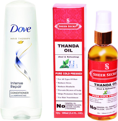 

Dove 170 ML INTENSE REPAIR CONDITIONER with SHEER SECRET COLD PRESSED THANDA OIL 100ML(Set of 2)