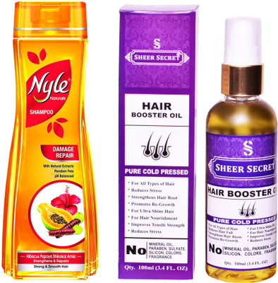 

NYLE 180 ML DAMAGE REPAIR SHAMPOO with SHEER SECRET COLD PRESSED HAIR BOOSTER OIL 100ML(Set of 2)
