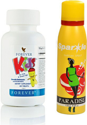 

Forever Kids Chewable Multivitamins 120 tablets (354) With one sparkle perfume spray 150 ml(Set of 2)