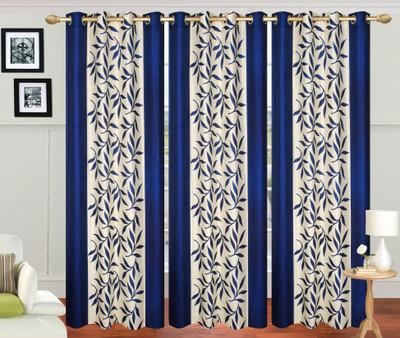 

Ville Style 214 cm (7 ft) Polyester Door Curtain (Pack Of 3)(Floral, Blue)
