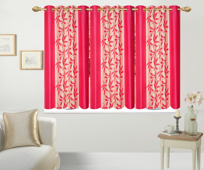 

Stella Creations 154 cm (5 ft) Polyester Window Curtain (Pack Of 3)(Printed, Pink)