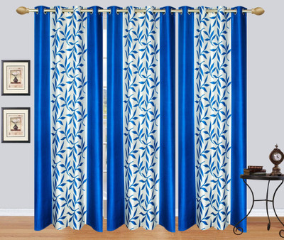 

Stella Creations 275 cm (9 ft) Polyester Long Door Curtain (Pack Of 3)(Printed, Light Blue)
