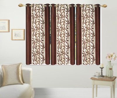 

Stella Creations 152 cm (5 ft) Polyester Window Curtain (Pack Of 3)(Printed, Brown)