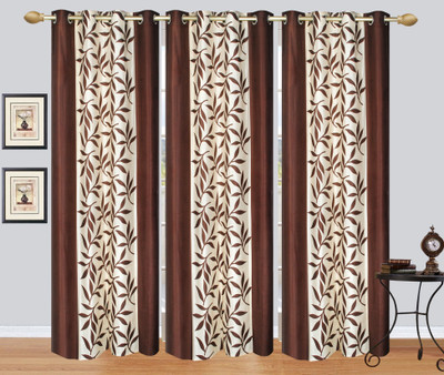 

Ville Style 214 cm (7 ft) Polyester Door Curtain (Pack Of 3)(Floral, Brown)