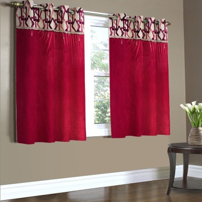 Home Candy 152 cm (5 ft) Polyester Room Darkening Window Curtain (Pack Of 2)(Printed, Solid, Maroon)