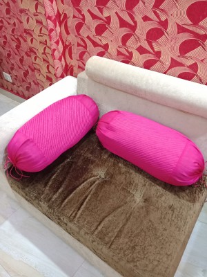 FabLinen Polyester Bolsters Cover(Pack of 2, 80 cm*40 cm, Pink)