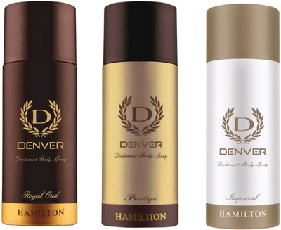 

Denver Royal Oud, Prestige and Imperial Deodorant Body Spray 165ML Each Combo (Pack of 3) Body Spray - For Men & Women(495 ml, Pack of 3)