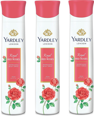 

Yardley London Women Royal Red Rose 150ML Each (Pack of 3) Body Spray - For Women(450 ml, Pack of 3)