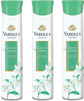 

Yardley London Women Imperial Jasmine 150ML Each (Pack of 3) Body Spray - For Women(450 ml, Pack of 3)