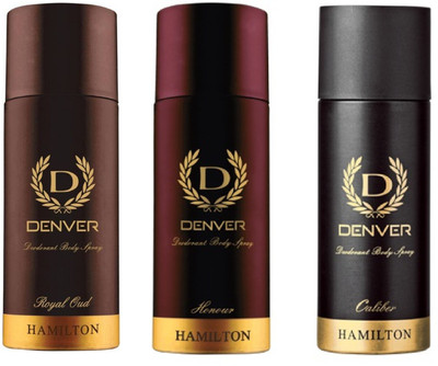

Denver Royal Oud, Honour and Caliber Deodorant Body Spray 165ML Each Combo (Pack of 3) Body Spray - For Men & Women(495 ml, Pack of 3)