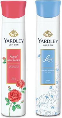 

Yardley London Women Royal Red Rose and Lace 150ML Each (Pack of 2) Body Spray - For Women(300 ml, Pack of 2)