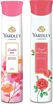 

Yardley London Women London Mist and Royal Red Rose 150ML Each (Pack of 2) Body Spray - For Women(300 ml, Pack of 2)