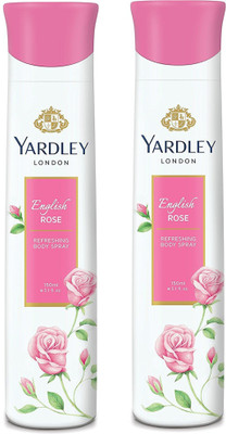 Yardley London Women English Rose 150ML Each (Pack of 2) Body Spray - For Women(300 ml, Pack of 2)