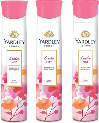 

Yardley London Women London Mist 150ML Each (Pack of 3) Body Spray - For Women(450 ml, Pack of 3)