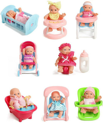 

kiti kits Sweet & Lovely Pack Of 8 5"doll With 8 Different Own Accessories For Fun(Multicolor)