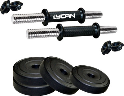 

Lycan 8Kg weight Plates & 2 pc dumbbell rods Adjustable Dumbbell(8 kg), Black