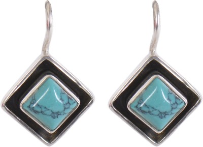Silverwala 925 Sterling Silver Turquoise Stone Hanging Earring for Women and Girls Turquoise Silver Drops & Danglers