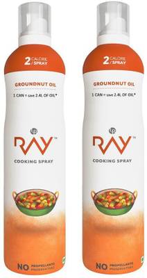 RAY Healthy Cooking Spray -Refined Groundnut OIL - 200 ml each ( 2 Calories/spray) ( Pack of 2 ) Groundnut Oil Can