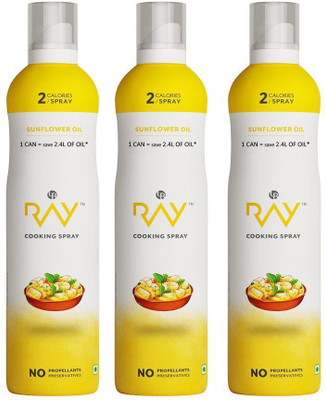 

Ray Healthy Cooking Spray -Refined Sunflower OIL - 200 ml each ( 2 Calories/spray) ( Pack of 3 ) Sunflower Oil Can(3 x 66.67 ml)