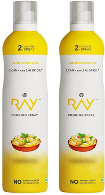 

Ray Healthy Cooking Spray -Refined Sunflower OIL - 200 ml each ( 2 Calories/spray) ( Pack of 2 ) Sunflower Oil Can(2 x 100 ml)
