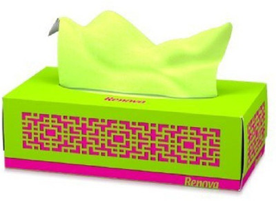

Renova Paper Facial Tissues - Green , 3 Ply , Extra-soft , Double Faced Tissues With One Side White(Pack of 80)