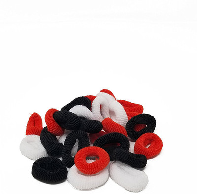 

Rbasics Red,white and Black hair ponytail holder elastic rubberband soft fabric very small size (pack of 30) Rubber Band(Multicolor)