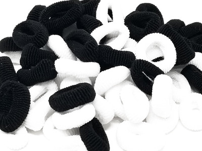 

Rbasics White and Black Soft Fabric Rubberbands For Children (pack of 70) Rubber Band(Multicolor)