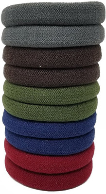 

Rbasics hair ponytail holder elastic rubberband soft fabric Medium size (Dark colours) Pack of 10 Rubber Band(Multicolor)