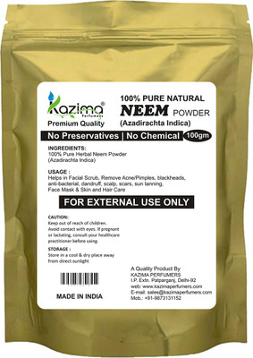 

KAZIMA Premium Quality Neem Powder (100g) - 100% Pure Natural Herbal & Fresh - Remove Acne/Pimples, blackheads, anti-bacterial, dandruff, scalp, scars(100 g)