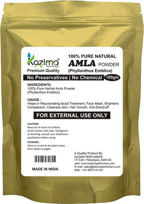 

KAZIMA Premium Quality Amla Powder (100g) - 100% Pure Natural Herbal & Fresh - Face Mask, Brightens Complexion, Cleanses skin, Hair Growth, Anti-Dandruff(100 g)