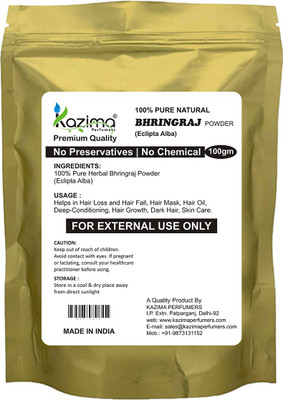 

KAZIMA Premium Quality Bhringraj Powder (100g) - 100% Pure Natural Herbal & Fresh - trengthen hair roots, Increases bounciness and silkiness of hair, Deep-Conditioning(100 g)