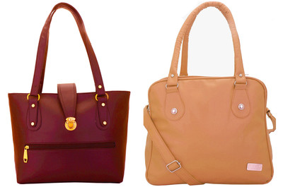 

Lady bar Shoulder Bag(Maroon, Tan)