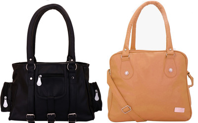 

Lady bar Shoulder Bag(Black, Tan)