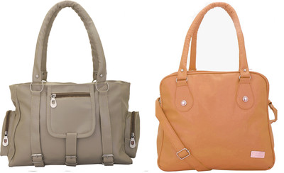 

Lady bar Shoulder Bag(Grey, Tan)