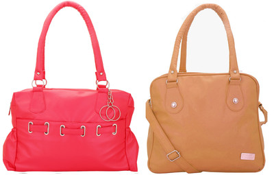 

Lady bar Shoulder Bag(Pink, Tan)