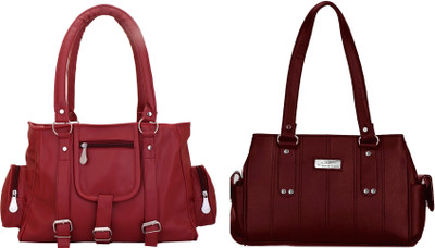 

Lady bar Shoulder Bag(Maroon, Tan)