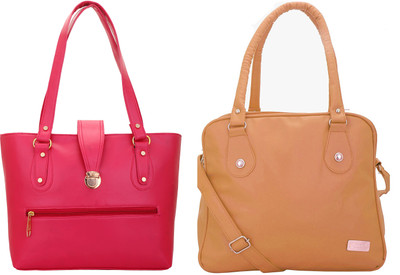 

Lady bar Shoulder Bag(Pink, Tan)