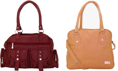 

Lady bar Shoulder Bag(Maroon, Tan)
