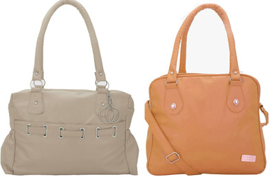 

Lady bar Shoulder Bag(Grey, Tan)