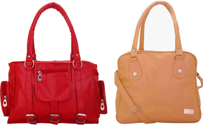 

Lady bar Shoulder Bag(Red, Tan)