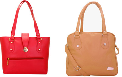 

Lady bar Shoulder Bag(White, Tan), Tan;white