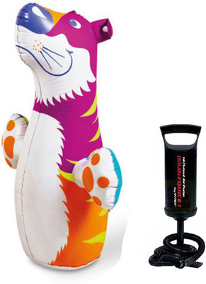 INTEX ® Original Inflatable Tiger Hit Me Inflatable Bouncer, Play Gym With Jumbo Hand Pump Inflatable HitMe Toys(Multicolor)
