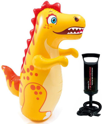 INTEX ® Original Inflatable Dinosaur Hit Me Inflatable Bouncer, Play Gym With Jumbo Hand Pump Inflatable HitMe Toys(Yellow)